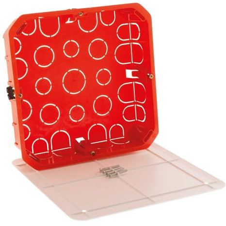 Zenitech, Trockenbau-Abzweigdose 170 x 170 x 45 mm, Rot, verstellbare Abdeckung für sichere Elektroinstallation, Schrauben im Lieferumfang enthalten für einfache Montage, Trockenbau-kompatibel