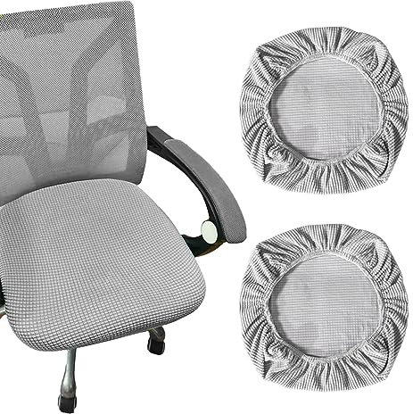 NOKDAL 2 pcs Stuhl-Sitzbezug Bürostuhl überzug Drehstuhl Bezug Schreibtischstuhl Office Chair Cover Schonbezug Bürostuhlbezug Sitzfläche Esszimmerstuhl Sitzbezüge Elastische Waschbar- Hellgrau