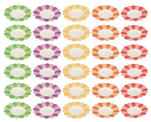 Gadpiparty 50pièces Assiettes Papier Décoratives Pour Lot De Assiettes Jetables Colorées Avec Design De Fleurs Pour Fêtes Et Anniversaires