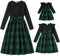 AWIBMK Mommy and Me Weihnachtskleider Grün Rot Plaid Kleid Herbst Winter Xmas Urlaub Mutter Tochter Passende Outfits, Grün kariert, M