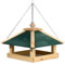 dobar green label Großes Vogelfutterhaus Narsaq mit Kette zum Aufhängen | Vogelhaus mit grünem Dach | Futterstation für Wildvögel | Wildvogelfutterplatz | 39 x 39 x 30 cm | Kiefer