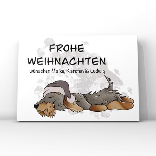 Weihnachtskarte personalisiert//Weihnachtskarte Rauhaardackel // Weihnachtskarte Familie Dackel
