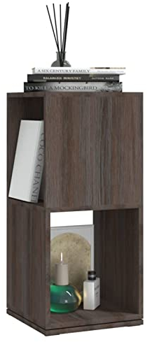 Tidyard Drehregal Drehbar Regal Ordnerregal Standregal Bücherregal Aktenregal Büroregal Mehrzweckregal 34,5 x 34,5 x 75,5 cm (B x T x H) Holzwerkstoff,Melamin,360 Grad drehbar Grau und Sonoma-Eiche