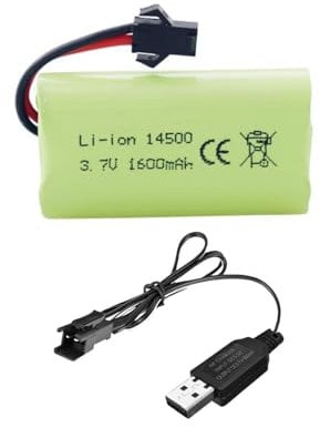 3.7V 1600mah Li-ion Battery SM-2P Plug with USB Charging Cable for 9962 8837 RC Toy Car Battery Remote Control Car Engineering Car Truck Battery