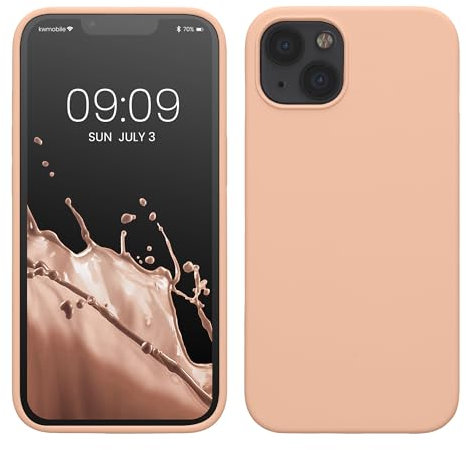 kwmobile Cover per iPhone 13 Custodia - Back Case per Smartphone in Silicone TPU - Protezione Gommata - pesca pastello