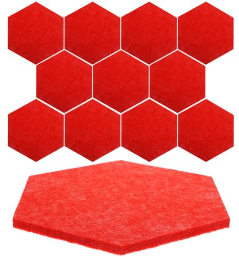 SHINEOFI 12 Pack Hexagon Felt Bulletin Boards 7.87 X 6.89 X 0.31 in Self-Adhesive Wall Bulletin Board Tiles Memo Board Soundproofing Felt Mat for Office Classroom Home Decorative Message Display