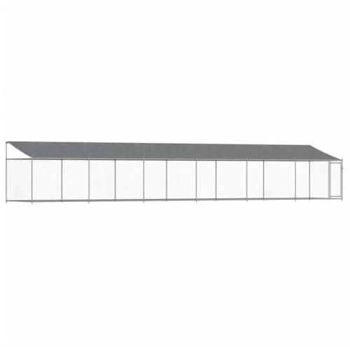 vidaXL Dog Cage with Roof and Door Grey 12x2x2 m Galvanised Steel