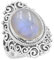 Jay Jools Mondstein-Ring aus massivem 925er-Sterlingsilber, klobiger Ring, Regenbogen-Mondstein-Edelstein-Schmuck (59¼(19))