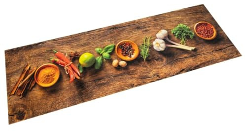 vidaXL Küchenteppich Waschbar Gewürze 60x300 cm Samt