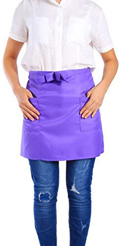 Haofy Kurze Schürze, Schürze, 100% Nagelneu und Hochwertig, ölbeständig, Barpersonal für Baristas, Barpersonal, Eisverkäufer (PURPLE)