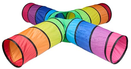 Relaxdays Spieltunnel 4 Röhren, farbenfroher Kindertunnel, HBT: 46x232x232 cm, robuster Pop-up Tunnel, Polyester, bunt