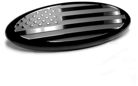 HIBEYO 1Stücke Universal Auto Amerikanische Flagge Frontgrill hinten Heckklappe Emblem Frontgrill Heckklappe Emblem Passt für Ford Oval Boot Abzeichen Emblem Aufkleber Namensschild-11.5cm Schwarz