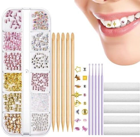 Zahnschmuck-Edelsteine, -Edelsteinschmuck, Zahnkristall für Damen und Herren, langanhaltender Glanz, Zahndekoration, Anfängerfreundlich für Reisen, Verabredungen, Partys