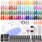 COSCELIA Nagellack-Set, semi-permanent, 20 Farben, Gelnagellampe, 3 Farben, Poly-Nagelverlängerung, Basislack matt, mit 2 Glitzer-Coat, Maniküre-Set, semi-permanent