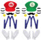 Luckeey Mario Luigi Kostüm Accessories, Mütze Hut Handschuhe Bart Gelbe Knöpfe Y-Back Hosenträger Kostüm für Verkleidung Fasching Karneval Kostüm Cosplay für Kinder Damen Herren