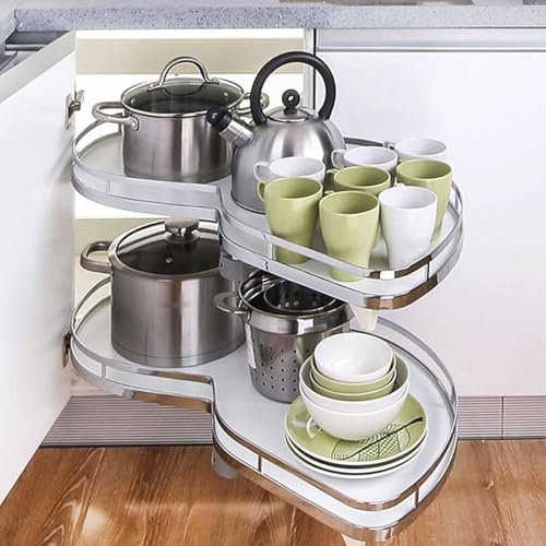 Ausziehbarer Organizer für Eckschränke mit rechts öffnender Jalousie, Edelstahl, Doppellagiges Geschirrgestell, Dämpfungspuffer, Schrank, versteckter Eckschrank, ausziehbare Regale für rechts öff