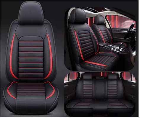 NISMIA Full Set Auto Sitzbezüge FüR Audi A1 A1 S-Line A1 Sportback, Wasserdichter Leder-Autositzbezug, Seasons Protectors VerschleißFest, 5-Sitzer Autositzbezug Universal(C(Red))