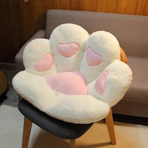 Makamsui Cat Paw Cushion Comfy Kawaii Chair Plush Cushions Shape Lazy Pillow for Gamer Chair, Soft Fluffy Pillow Plush Anti-Slip Car Seat Comfort Pad for Gaming Office Car Chairs White L