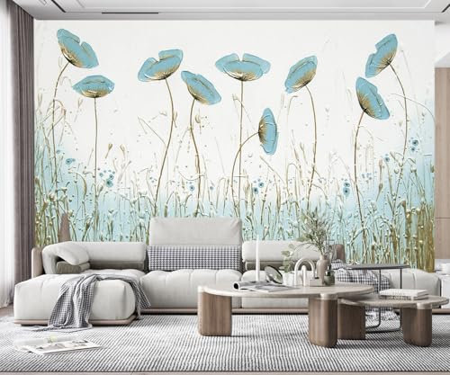 MIWEI Wallpaper Papier Peint Panoramique Résumé De Fleur Bleue Papier Peint 3D Intissé Tapisserie Poster Chambre Salon Decoration Murale 380x255cm -Z3432