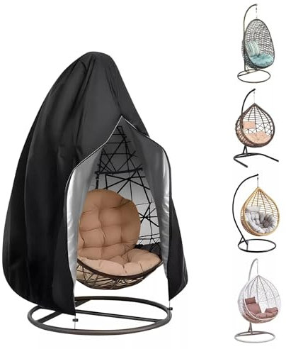 Patio Egg Chair Covers with Zipper, Wicker Egg Swing Chair Covers, Heavy Duty Hanging Swing Egg Chair Cover Garden Patio Outdoor Sun UV Waterproof