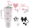 GlamRays 4 piezas silicona paja cubierta para Stanley Cup Y2K lindo purpurina estrella corazón llavero para Stanley Cup 30 y 40 Oz Straw Cover para taza Stanley Cup Accesorios