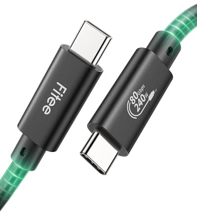 Fitee Thunderbolt 5 Kabel Kompatibel, 80Gbps USB4 Datenkabel, 120Gbps Video Bandbreite, Dual 8K/6K@60Hz, 4K@480Hz, 240W PD3.1 für MacBook M4 Pro, Mac Mini M4 Pro, PSSD, Docks, eGPU - 1.5M