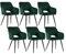 CLIPOP Esszimmerstühle, 6er Set, Polsterstühle mit Armlehnen, Metallbeine, Samtbezug, Samt Grün, bis 150 kg belastbar, für Arbeitszimmer, Wohnzimmer, Schlafzimmer (6er, Samt Grün)