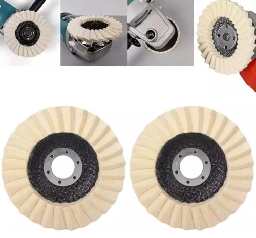FiTspi 2Pcs 115mm Felt Flap Disc, Wool Polishing Wheel Disc, Buffing Wheel Polishing Pads for Angle Grinder to Polishing Buffing Metal Wood