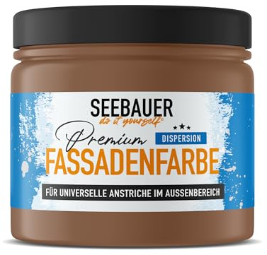 SEEBAUER diy Universal-Fassadenfarbe Braun 300ML für Außen (No. 606 Hazel Eyes) Hoch deckende Fassadenfarbe mit Wetterschutz - Geeignet für Putz, Mauerwerk und Beton