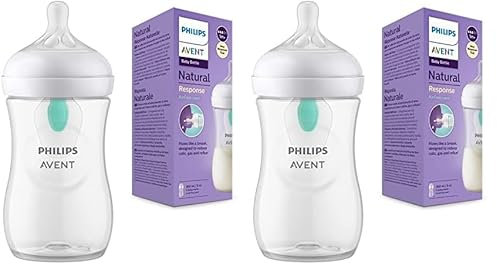 Philips Avent Babyflasche Natural Response – Babyflasche mit AirFree Ventil, 260 ml, BPA-frei, für Neugeborene ab 1 Monat (Modell SCY673/01) (Packung mit 2)