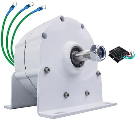 Asdfeop Generatore Eolico a Magnete Permanente Senza Ingranaggi, 900 W, 12 V, 24 V, 48 V, trifase, AC, con Motore e alternatori AC per Turbine eoliche/idriche (con Base).