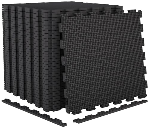 Foam Mat Gym Flooring Mat, Yoga Exercise Mats, Interlocking Puzzle EVA Floor Tiles, Non slip Cushion For Home Office Garage Workout, Weights Bonus Adhesives, 24X24 (28-Mats)