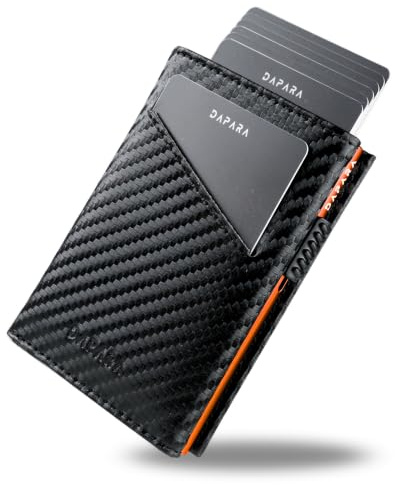 DAPARA Pista Geldbörse Herren | Slim Wallet ohne Münzfach | Carbon Orange