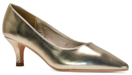 ESSEX GLAM Womens Kitten Heel Court Shoes Ladies Pointed Toe Low Heel Formal Evening Pumps Shoes 3-8
