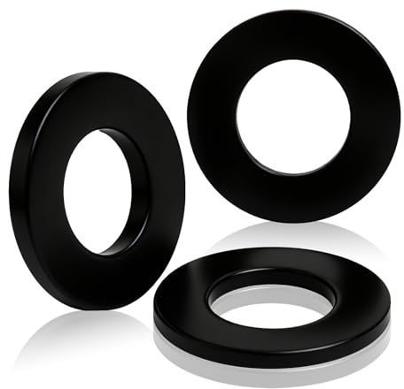 PDKKFF 60 Piezas Arandela Plana de Nailon Negro M8x16mm, Arandelas de Plástico DIN 125-A, Arandela Plana Aislante Redondo, juntas planas para Fijaciones Eléctricas e Industriales
