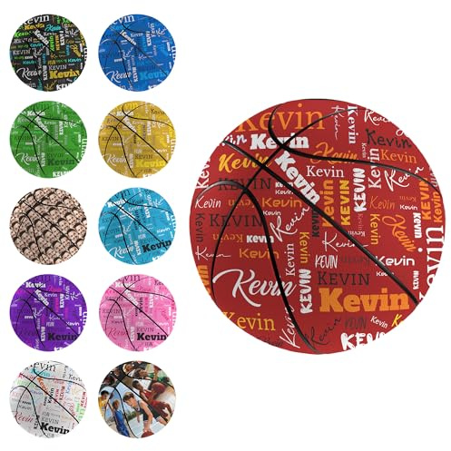 LCMAIT Benutzerdefinierte Basketball, Personalisierte Indoor Outdoor Spiel Ball mit Fotos, Sohn Tochter Freund Vater Coach Basketball Liebhaber Geburtstag Weihnachten S-XL