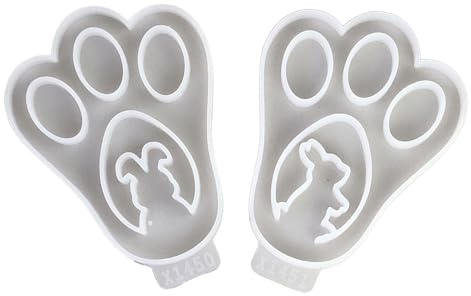 Lot de 2 moules en silicone en forme de pattes de lapins creux pour résines époxy, béton, sous-verres, fournitures de cuisson, moules en forme de pattes de lapins