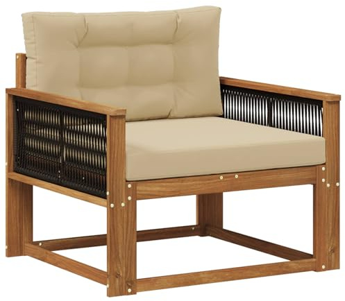 vidaXL Outdoor Mittelsofa Natur, Akazienholz Outdoor Mittelsofa, wetterfestes Patiositzmöbel, modernes Möbel für Gartenlounge und Balkon