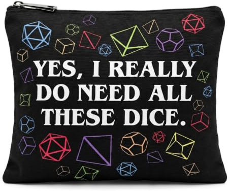 Kemay Premium DND Dice Bag, Large Capacity Dice Storage Pouch, Durable Canvas Organizer for Tabletop Gaming, Black