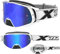 TWO-X Cross-Brille - Motocross-Brille mit verspiegeltem blauen Glas - Motorrad-Brille - Enduro & Downhill - Schutz-Brille - Modell Rocket - Weiß