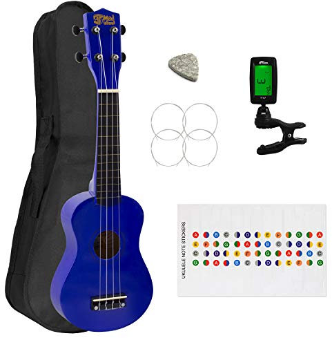 Mad About SU8-TU-BL Sopran-Ukulele für Anfänger, inkl. Tasche und Stimmgerät - Blau