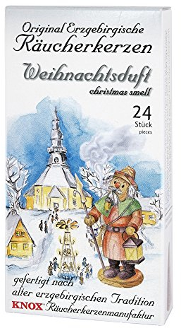 KNOX Räucherkerzen/Räucherkegel - Original Räucherkerzen nach erzgebirgischer Tradition gefertigt - Duftnote: Weihnachtsduft - 24 Stück - Made in Germany