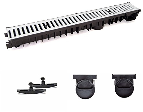 ZMMMAXPOL 1m Entwässerungsrinne mit Dichtung Tiefe: 100 mm. Belastungsklasse A15. Stahlrost verzink.