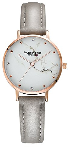 VICTORIA HYDE Klein Uhr Damen Marmor Zifferblatt Analoges Quarzwerk Leder Armband