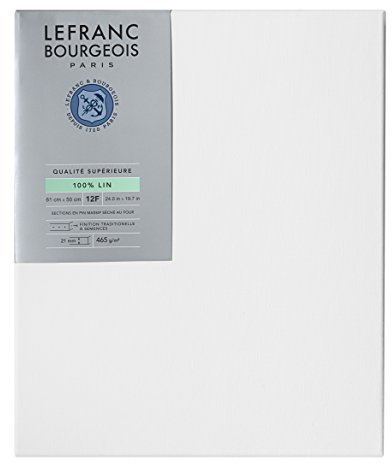 Lefranc Bourgeois 111192 - Telaio in 100% lino di prima qualità, pronto all'uso con primer in gesso di biossido di titanio, lato inchiodato su legno di pino massiccio, 12F