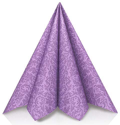 GRUBly® Servietten LILA, VIOLETT, Stoffähnlich [50 Stück], Hochwertige lila Tischdekoration für Hochzeit, Geburtstag, Feiern, 40x40cm, AIRLAID QUALITÄT