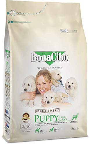BONACIBO Hundefutter für Welpen | Super Premium Welpenfutter Aller rassen bis zu 1 Jahr | Lamm und Reis | 3 KG