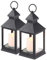 Lunartec Sturmlaterne: 2er Pack Laterne mit flackernder LED-Kerze und Timer, Batteriebetrieb (LED Grablichter, Laterne mit LEDkerze, Tischlampe Batterie)