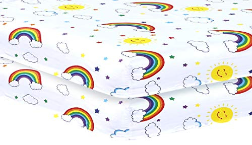 Spannbettlaken, 70 x 140 cm, Regenbogenfarben, 2 Stück
