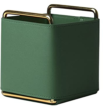 MOVKZACV Leather Pen Holder Square Pen Pot Durable Desktop Pencil Cup for Home Office